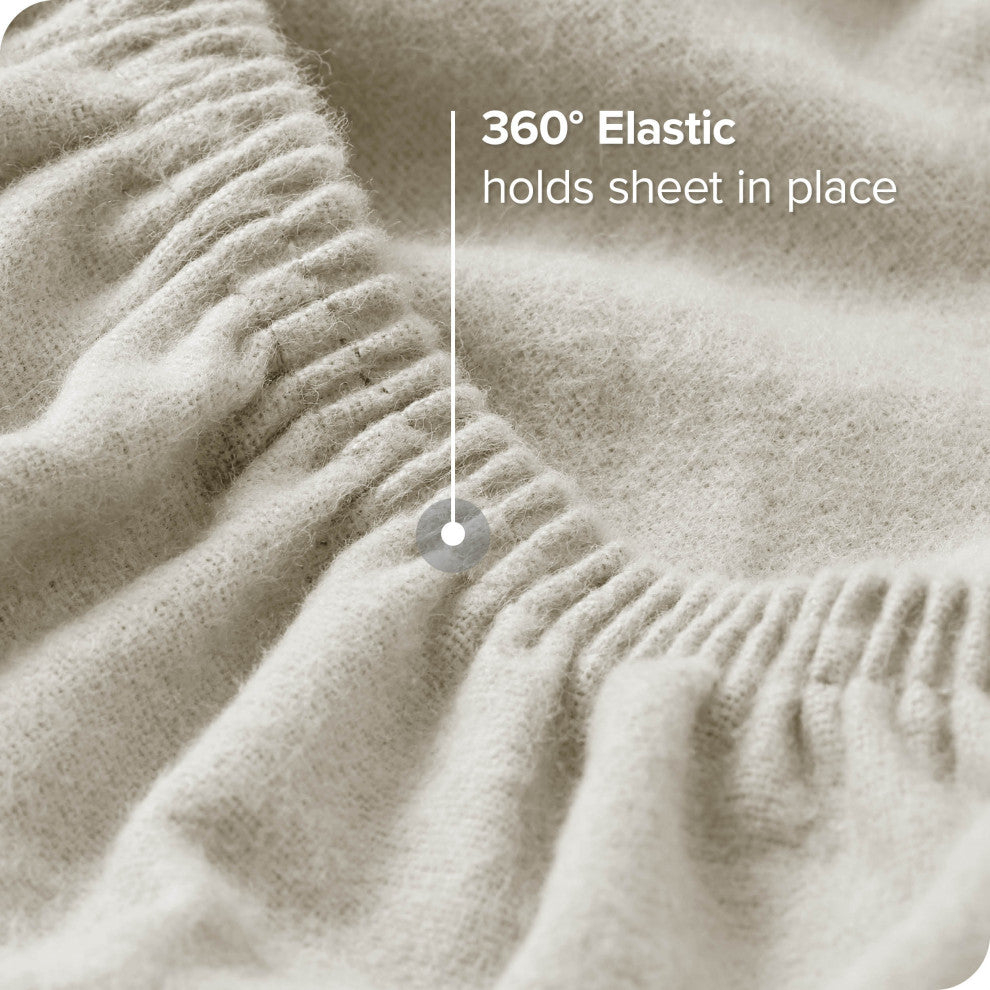 Bare Home Cotton Flannel Sheet Set, Ivory, Twin Xl