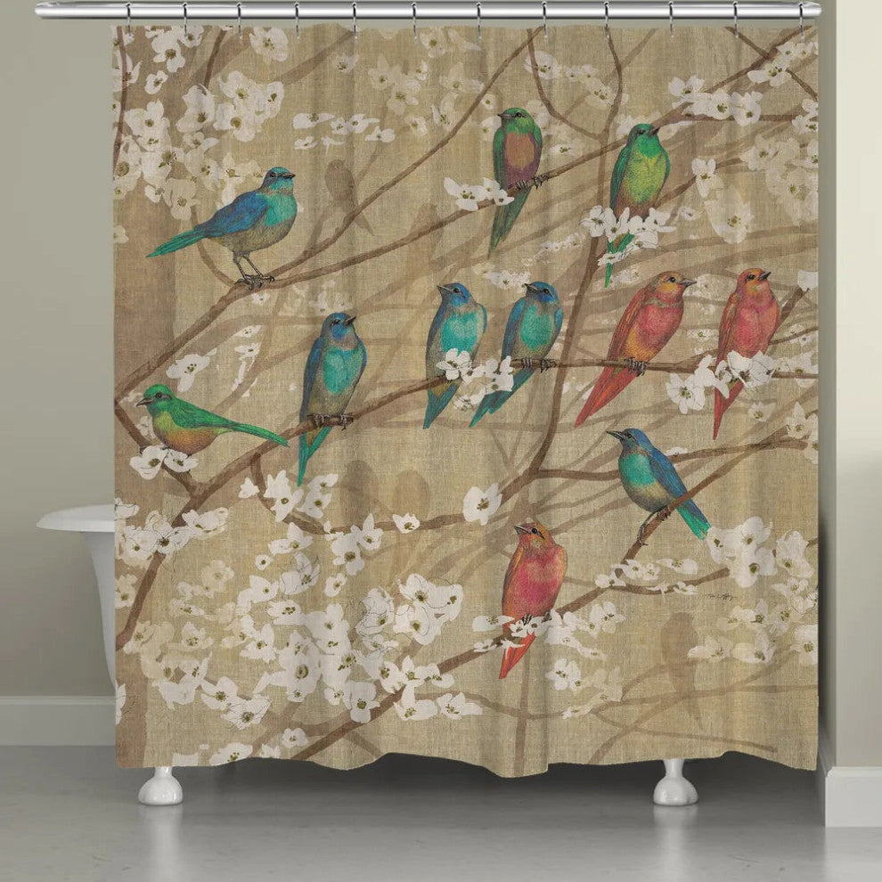 Laural Home Birds and Blossoms Shower Curtain