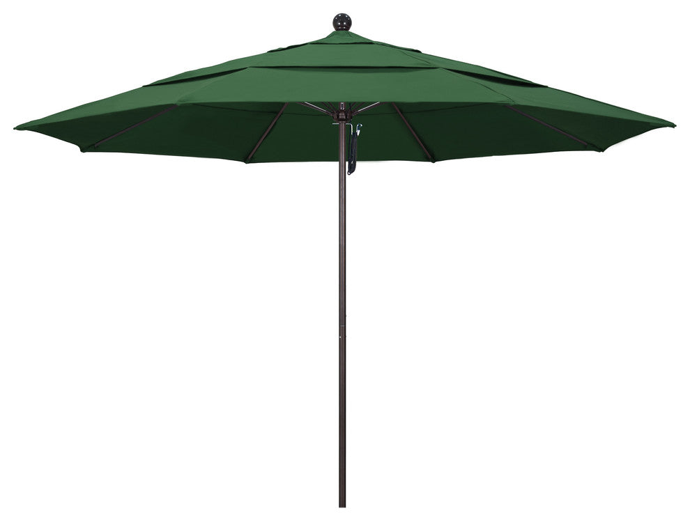 11' Fiberglass Umbrella Bronze, Olefin, Hunter Green, 11'