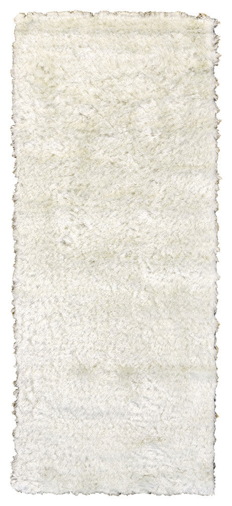 Weave & Wander Armada Plush Shag Rug, White, 2'6"x6'