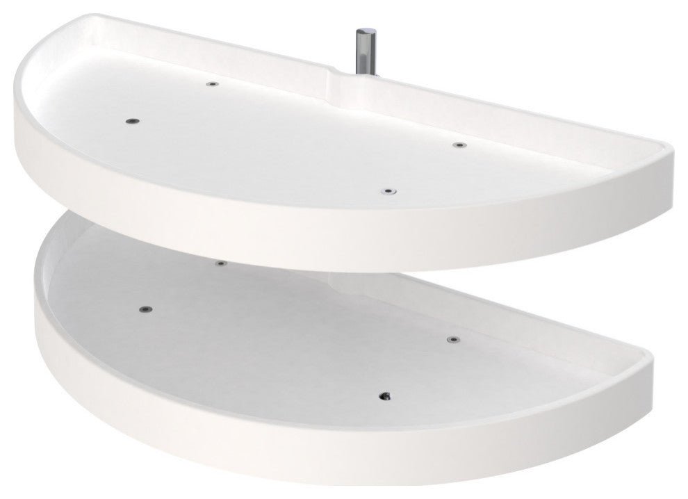Pivot Out Half Moon 2-Shelf Organizer for Blind Corner Cabinets, White, 33"W