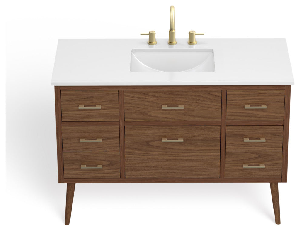 The Richmond Bathroom Vanity, Walnut, 48", Single Sink, Freestanding