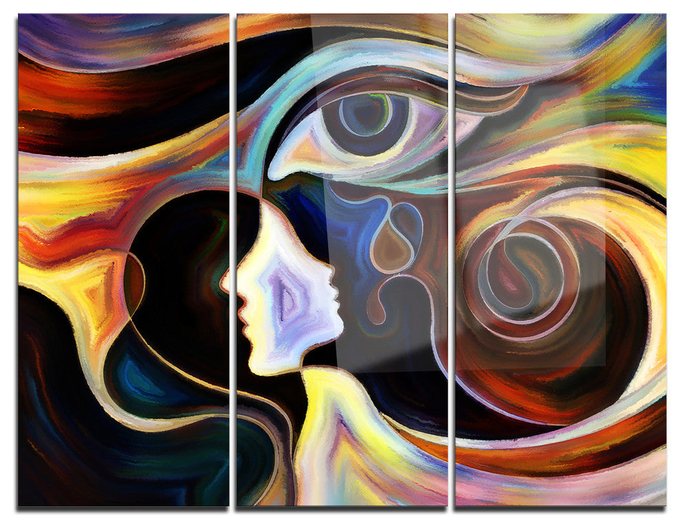 "Colorful Intuition" Glossy Metal Wall Art, 3 Panels, 36"x28"