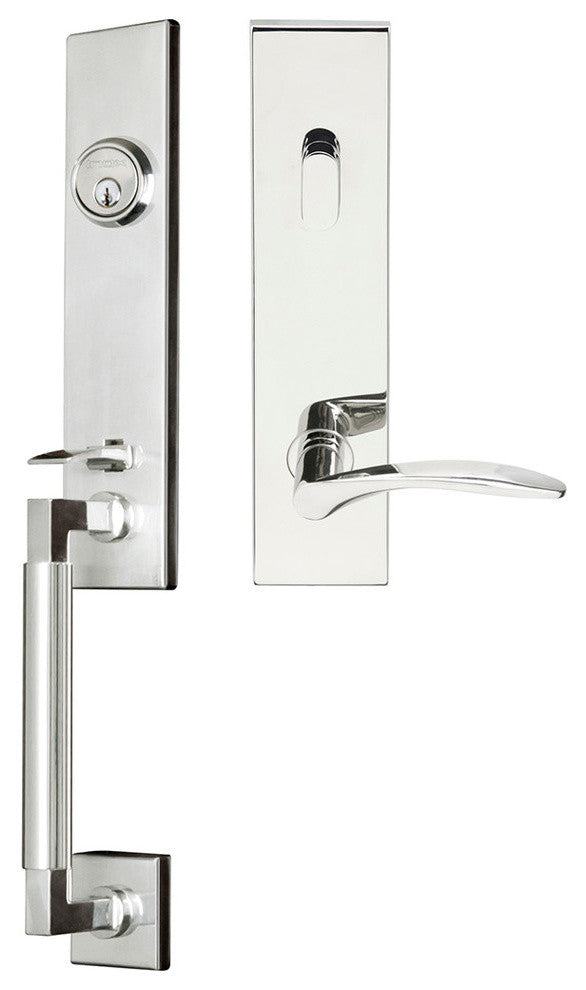 Crest Lever, Tubular Entry Handleset, Left Hand, Polished Stainless Steel