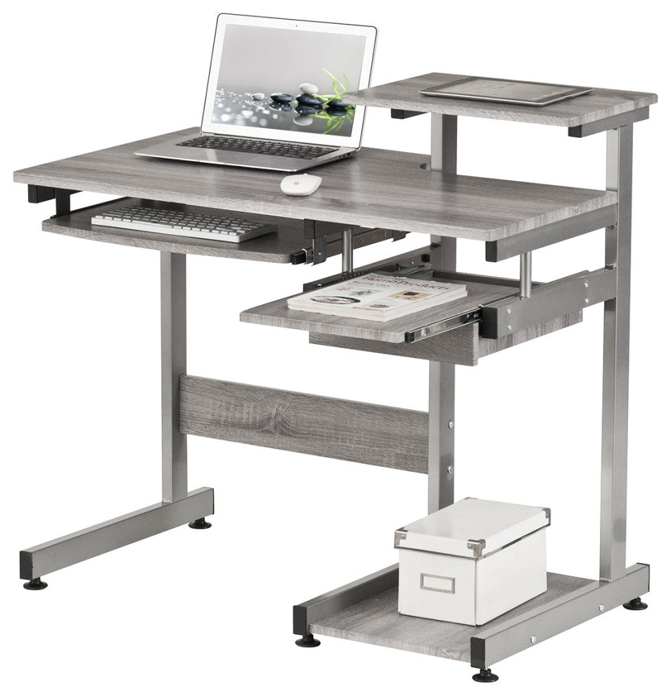 Techni Mobili Complete Computer Workstation Desk, Grey