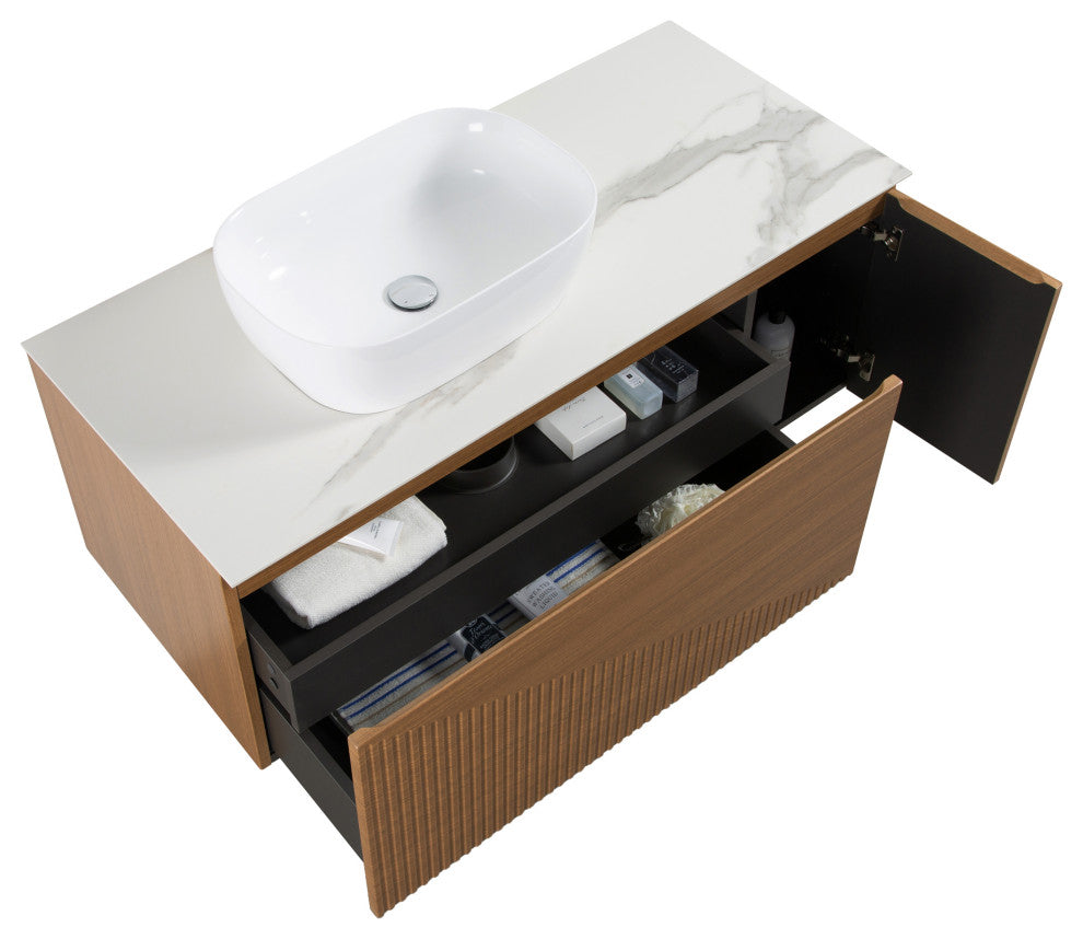 Simon Series Wall Mount Vanity With a Porcelain Vessel Sink, 48"