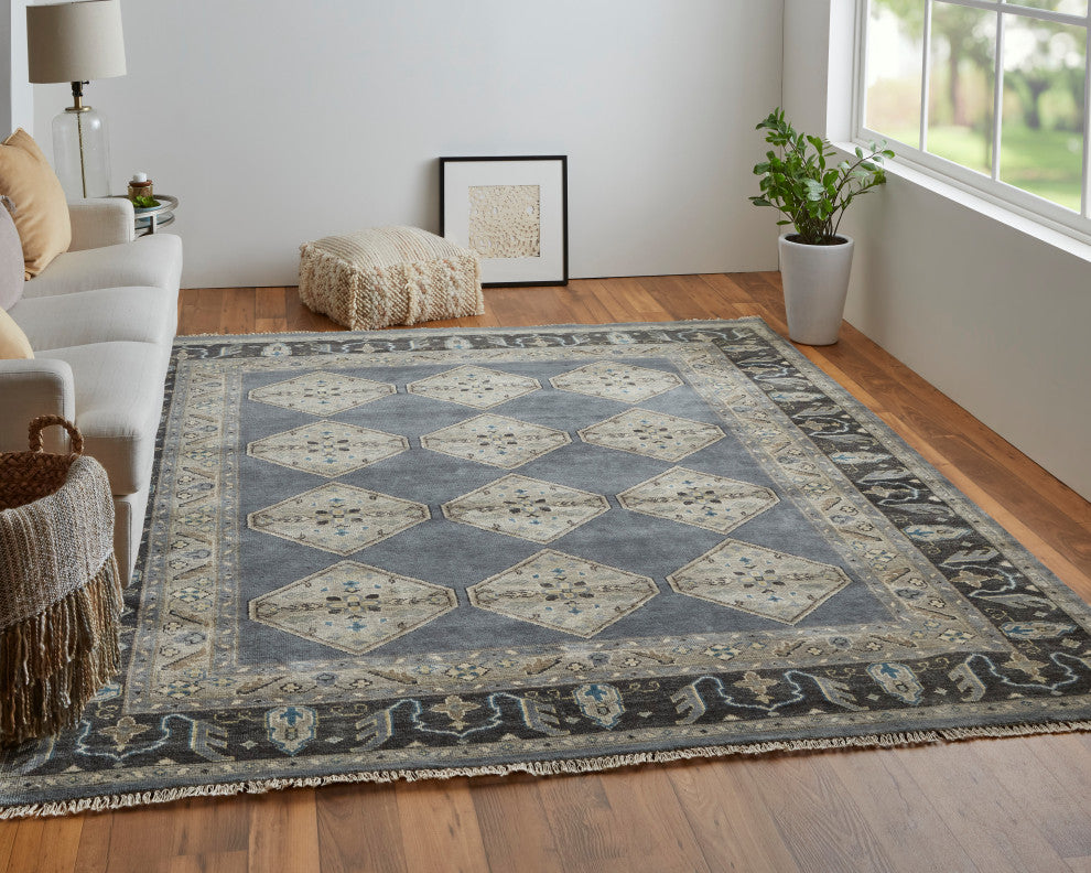 Weave & Wander Alden Rug, Dark Blue/Gray, 8'6"x11'6"