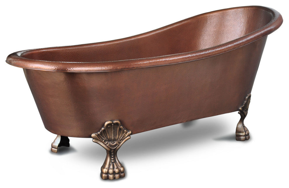 Heisenberg 5'6" Copper Freestanding Clawfoot Bathtub With No Overflow