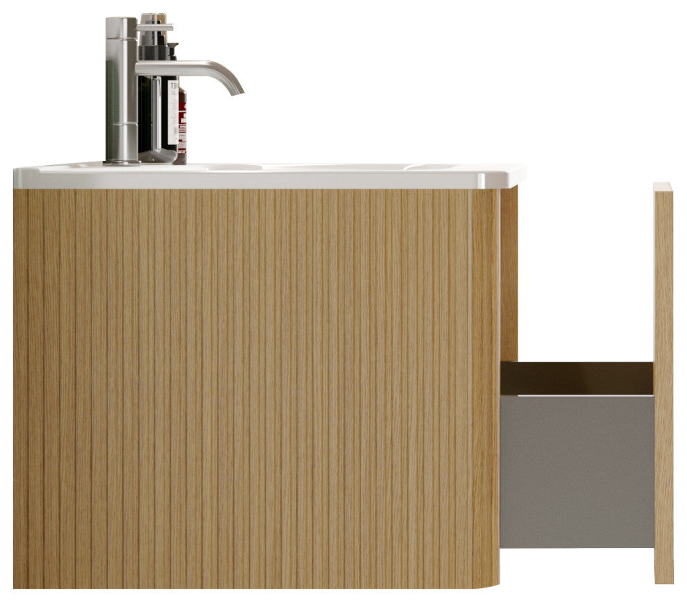 Wall-Mounted Bathroom Vanity Set with White Ceramic Sink