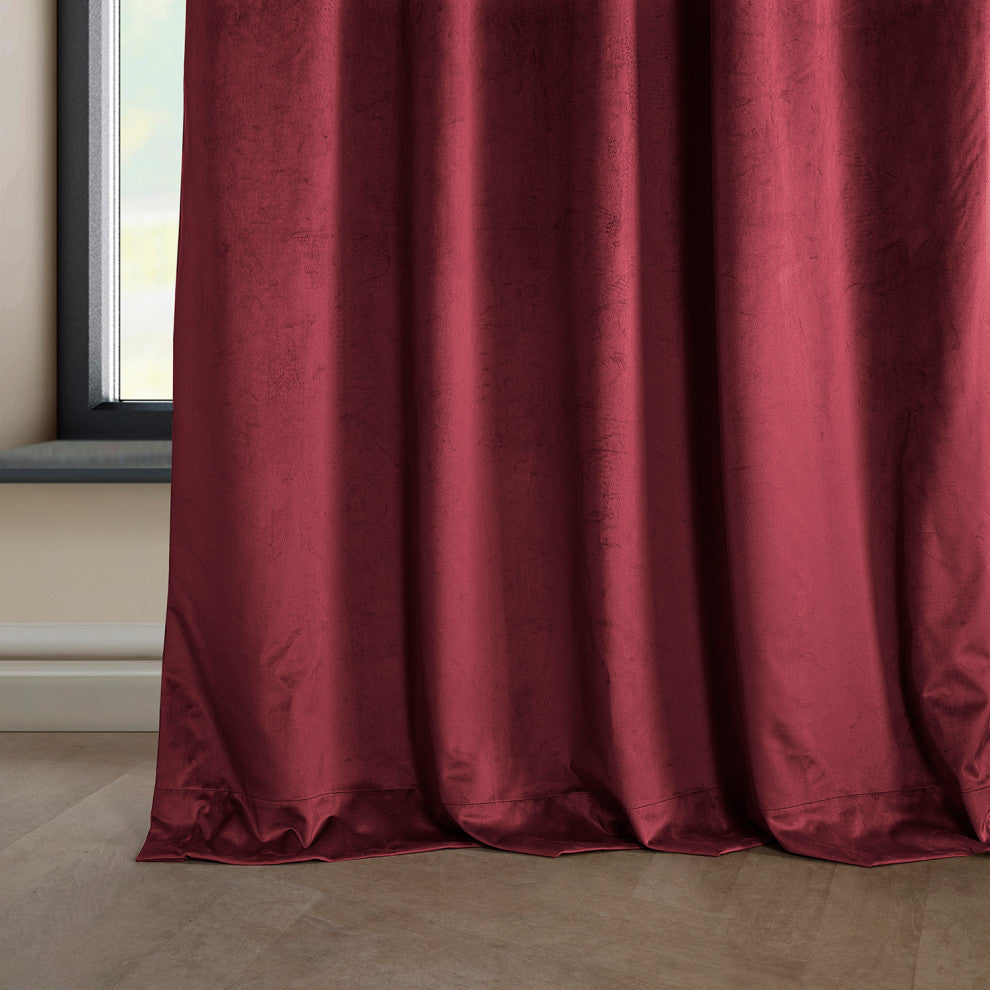 Heritage Plush Velvet Curtain Single Panel, Cinema Red, 50"x108"