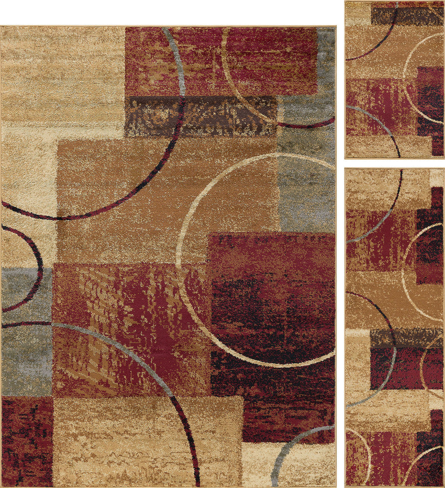 Tacoma Contemporary Abstract Area Rug, Multi-Color, 5'x7', 20''x60'', 20'' X