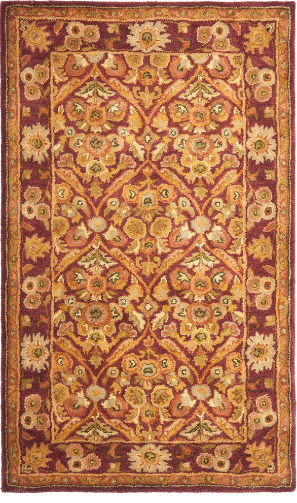 Safavieh Antiquity Collection AT51 Rug, Wine/Gold, 2'x3'