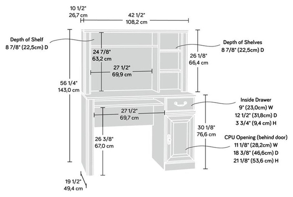 Sauder Orchard Hills Engineered Wood Computer Desk with Hutch in Carolina Oak