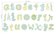 Alphabet Fabric Wall Decals , Script Alphabet in Blue and Green