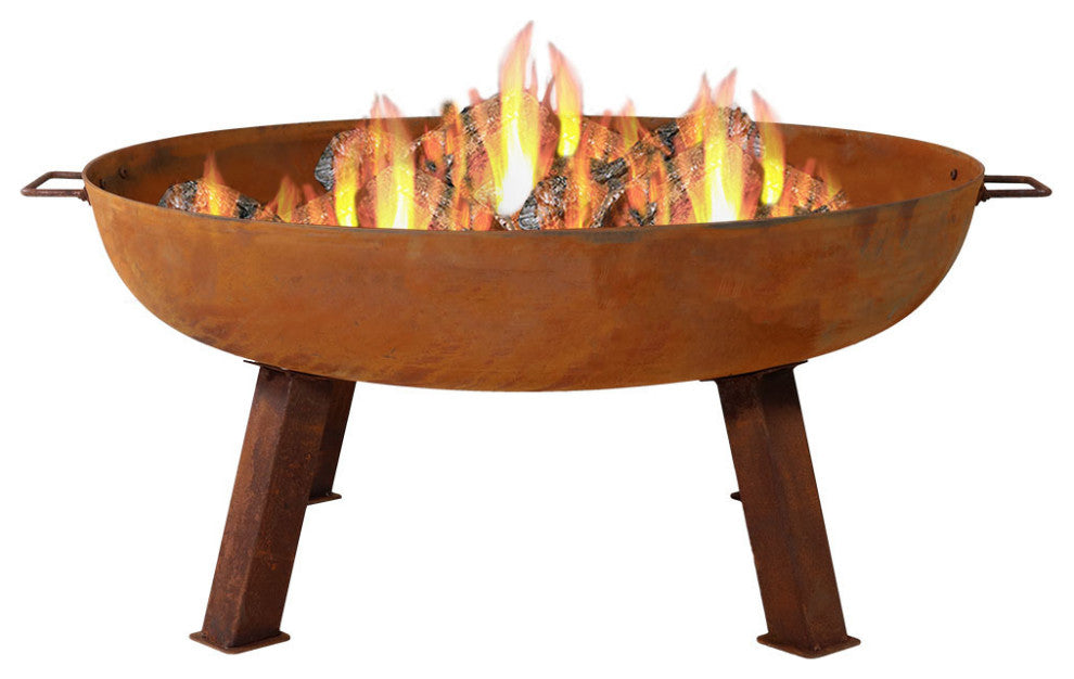 Sunnydaze Outdoor Large Rustic Cast Iron Wood-Burning Fire Pit Bowl, 34"
