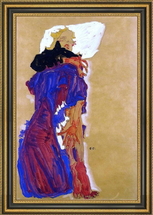 Egon Schiele Reclining Girl on a Pillow - 16" x 24" Framed Premium Canvas Print