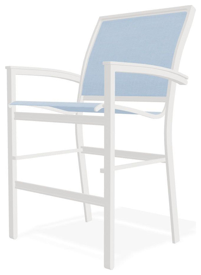 Bazza Sling Balcony Height Stackable Outdoor Stool, Sky/Snow