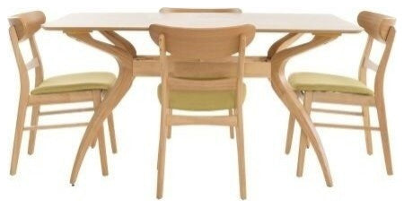 GDF Studio Mid-Century Modern 5 Piece Dining Set, Green Tea