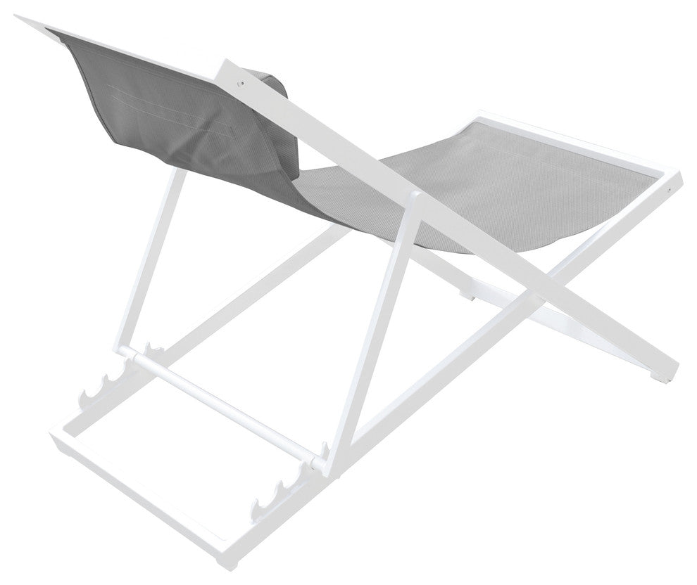 Wave Outdoor Patio Aluminum Deck Chair, White Powder Coated