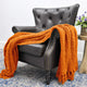 Fluffy Knitted Throw, Burnt Orange, 50"x60"