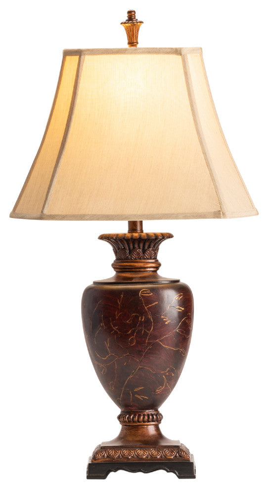 Clayton Hand Painted Table Lamp Garnet Red Finish, Set of 2