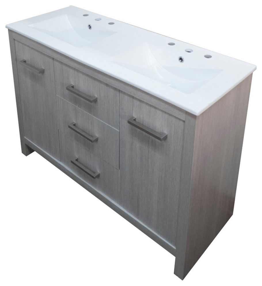 48" Double Sink Vanity With Gray Pine Finish