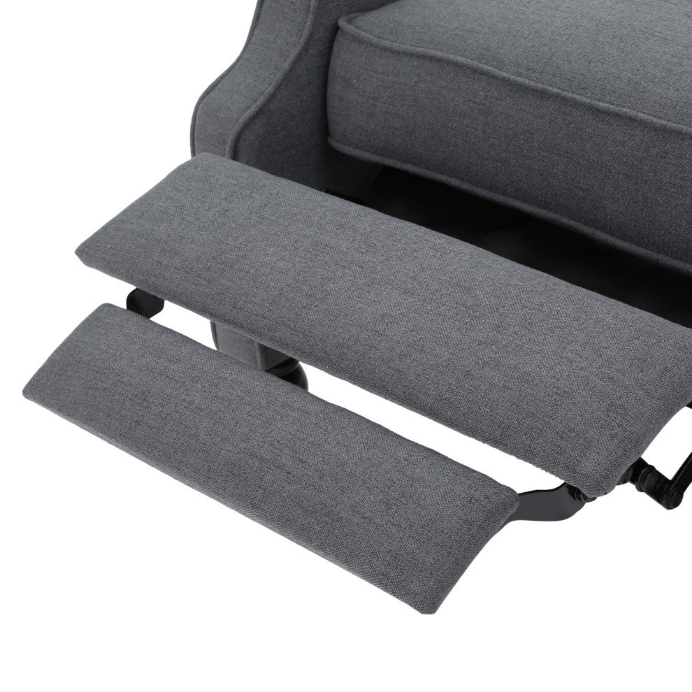 GDF Studio Xanthe Tufted Fabric Recliner, Set of 2, Charcoal and Dark Brown