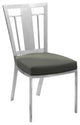 Armen Living Cleo Upholstered Modern Faux Leather & Steel Dining Chair in Gray