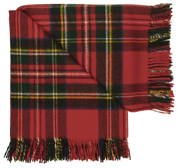Prince of Scots Highland Tweed Merino Wool Throw, Royal Stewart