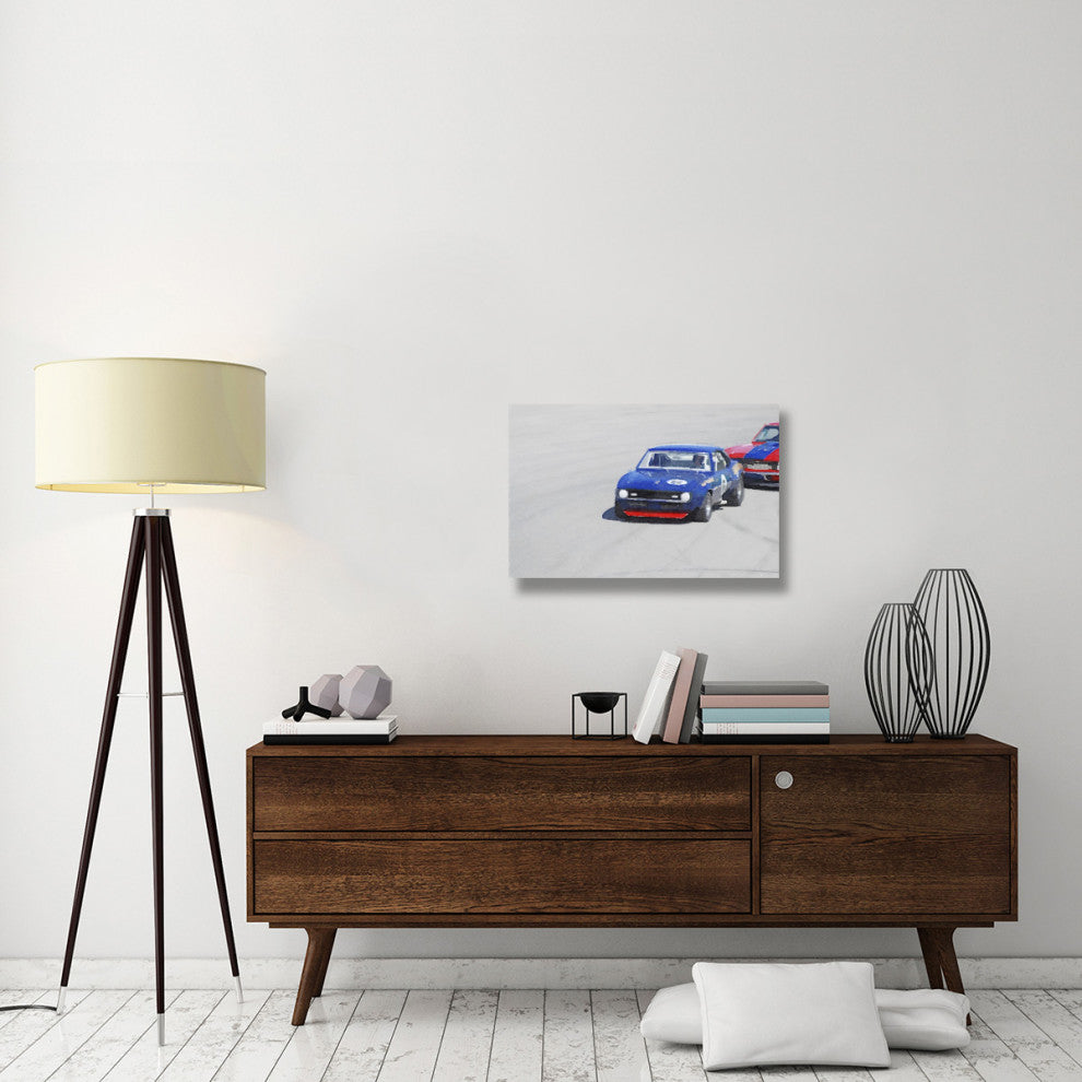 "Chevy Camaro on Race Track Watercolor" Fine Art Print