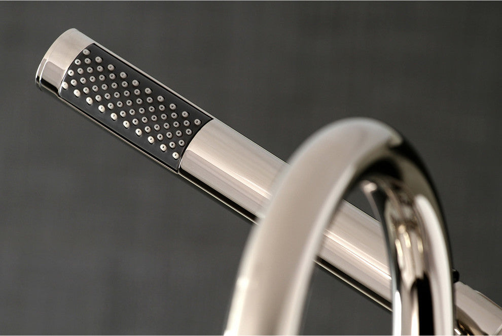 Aqua Vintage 7" Deck Mount Clawfoot Tub Faucet, Polished Nickel