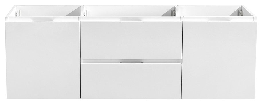 Valencia Wall Hung Single Sink Bathroom Cabinet Base, Glossy White, 48"