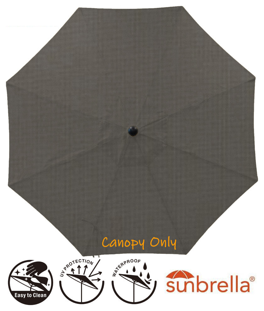 9' Round Universal Sunbrella Replacement Canopy, Graphite