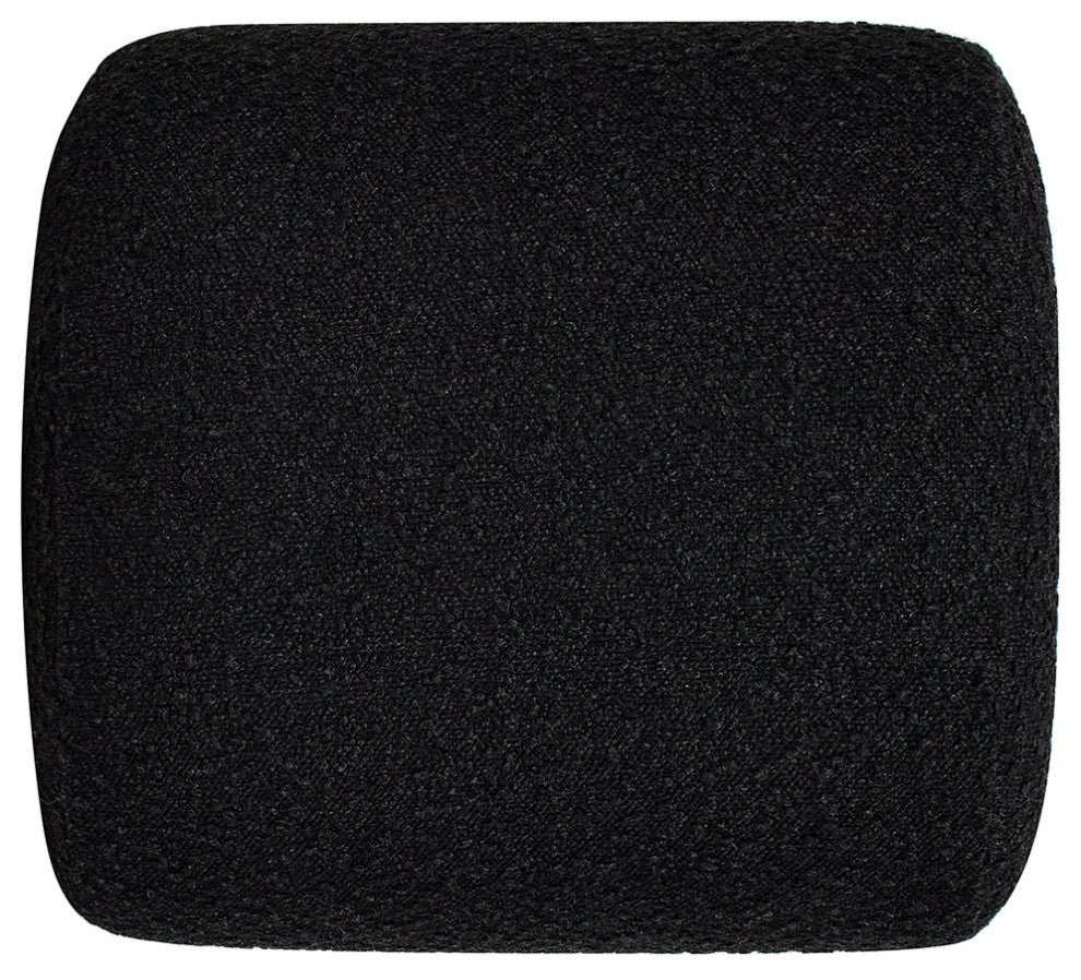 Bridge 16" Arched Upholstered Footstool Ottoman, Ebony Black Boucle