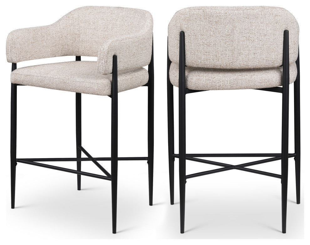 Dame Upholstered Bar and Counter Stool, Beige