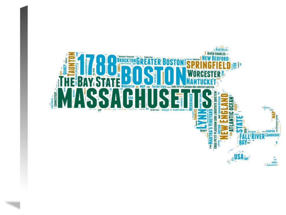 "Massachusetts Word Cloud Map" Fine Art Print
