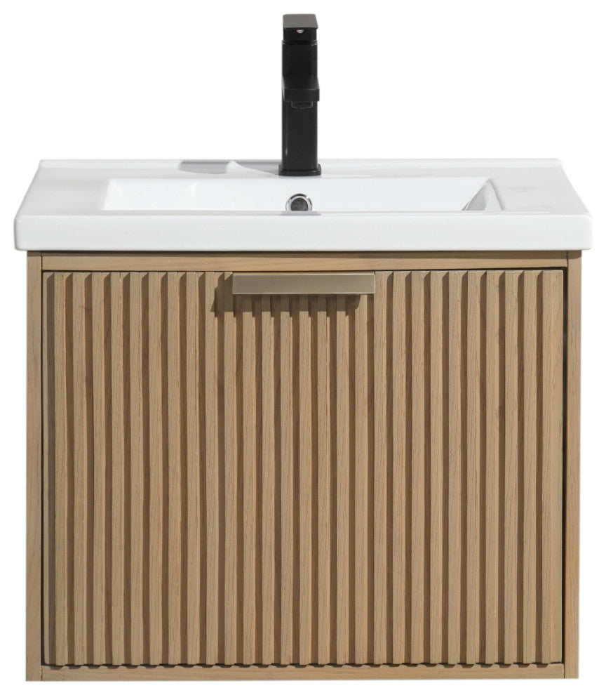 Ari Kitchen and Bath San Diego Bath Vanity, Oak, 24", Floating