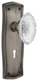 Prairie Plate Double Dummy, Keyhole Crystal Victorian Knob, Antique Pewter