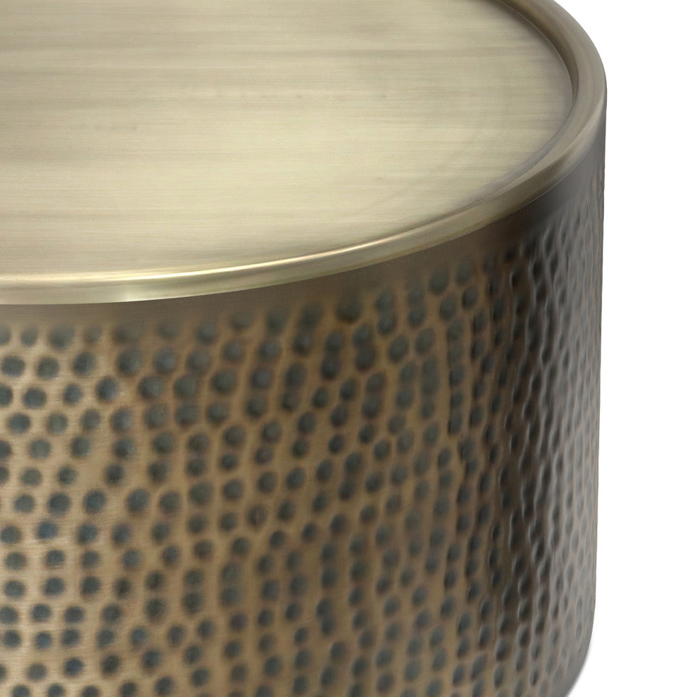 Corbin Metal Coffee Table, Hammered Antique Gold