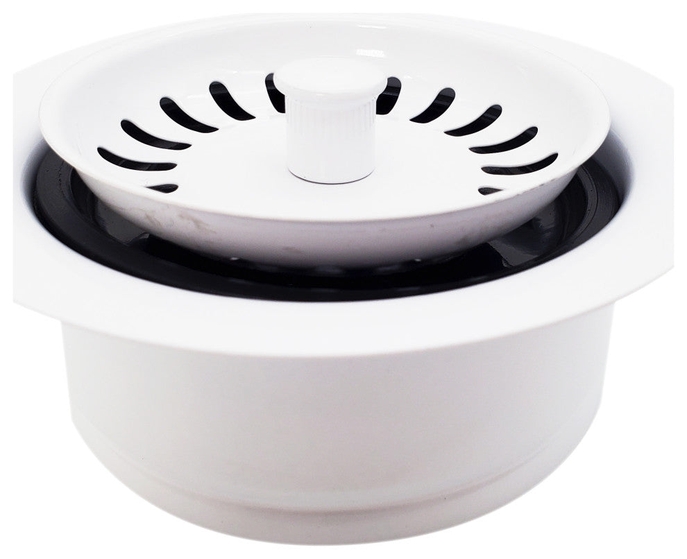 Insinkerator Style Disposal Flange And Strainer In Polished Brass, Powder Coated White