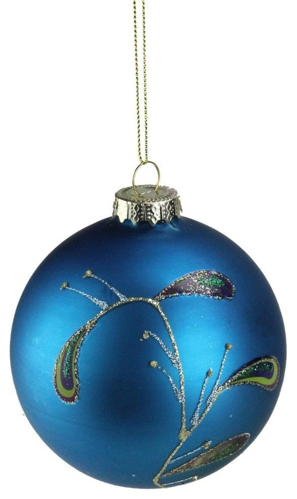 Regal Peacock Purple and Blue Glass Ball Christmas Ornaments, 4"