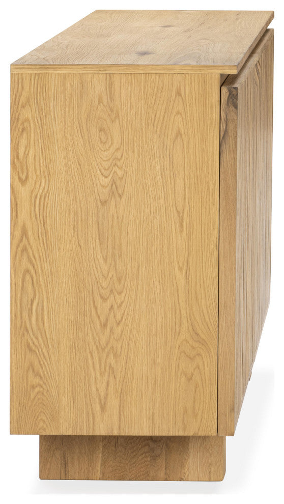 Roya 82" Oak Wood 3-Door Sideboard Buffet, Oak Brown, 2-Door