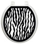 BW Zebra Toilet Tattoos Seat Cover, Vinyl Lid Decal, Animal Print Bathroom Decor, Round