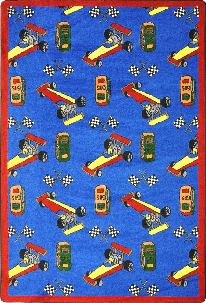 Playful Patterns Rug, Pit Stop, 5'4"x7'8", Blue