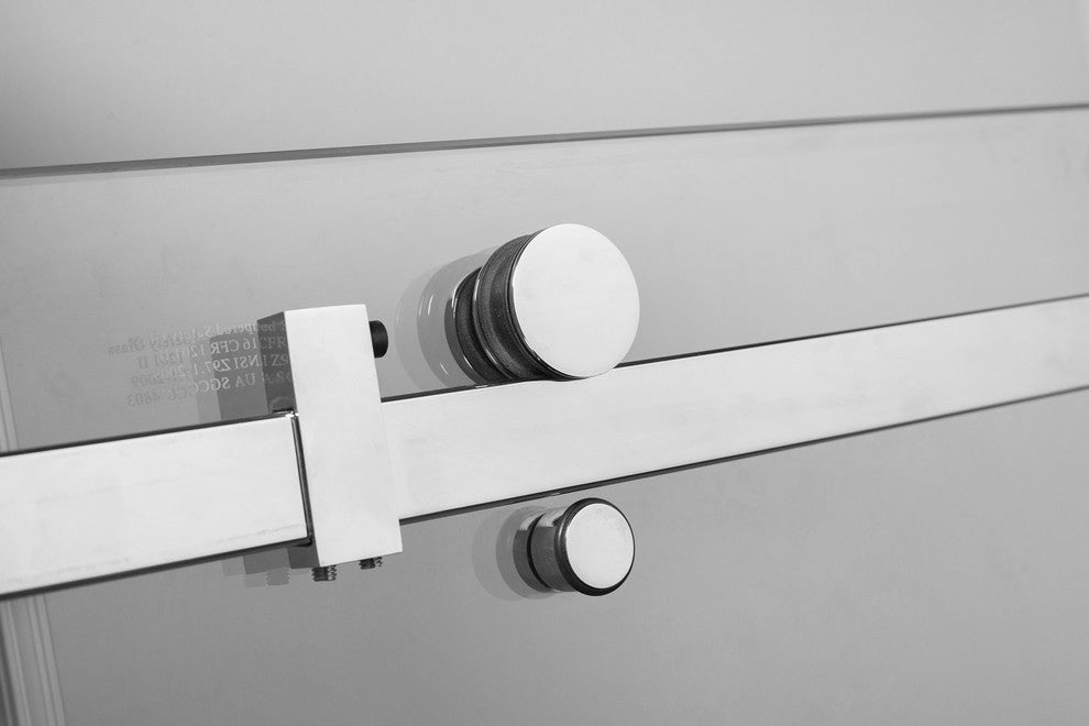 Moselle 60"x77.5" Completely Frameless Sliding Shower Door, Chrome, Center Base