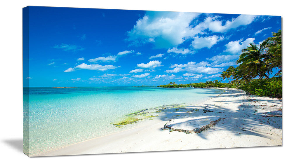 "Tropical Beach With Palm Shadows" Seashore Wall Art, 32"x16"