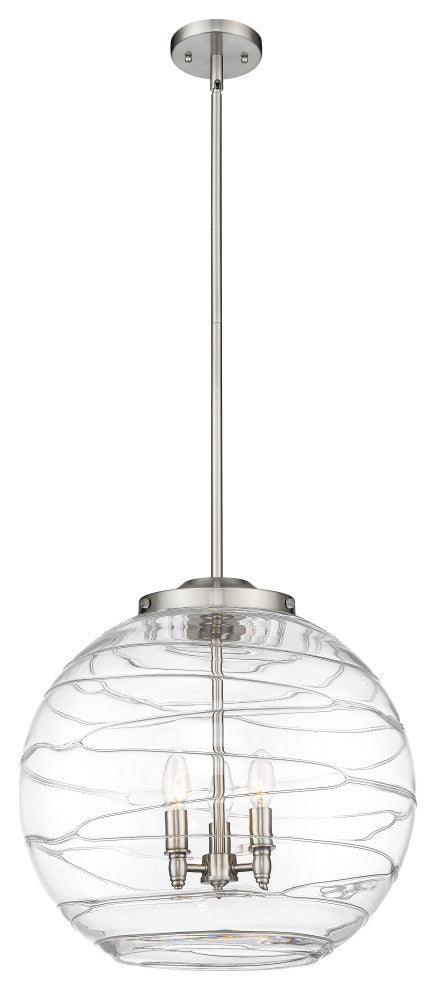 Deco Swirl Pendant, Brushed Satin Nickel, Clear Deco Swirl, Clear Deco Swirl