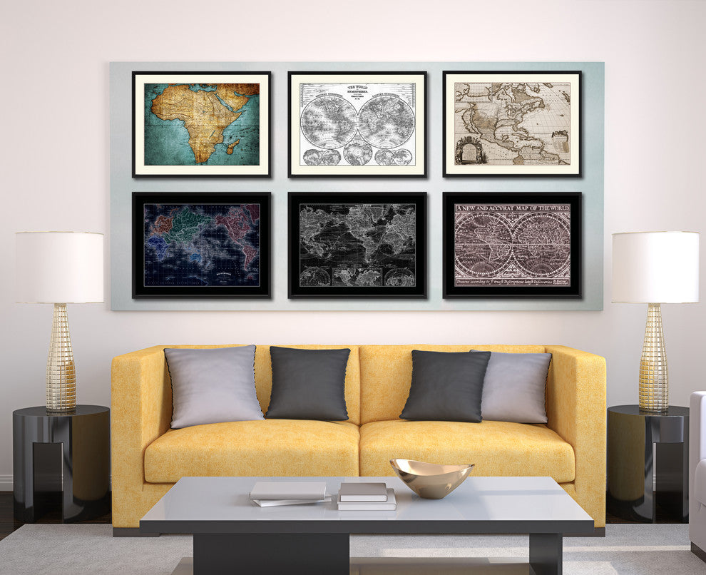 The World Vintage Vivid Sepia Map Canvas, 16"x21"