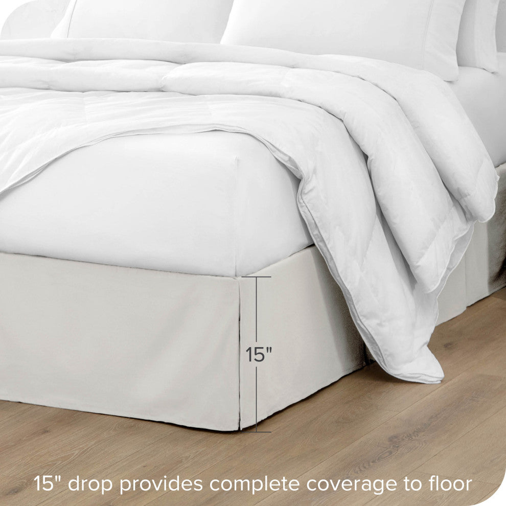 Bare Home Microfiber Bed Skirt , 15" Drop Length, Ivory, Twin Xl