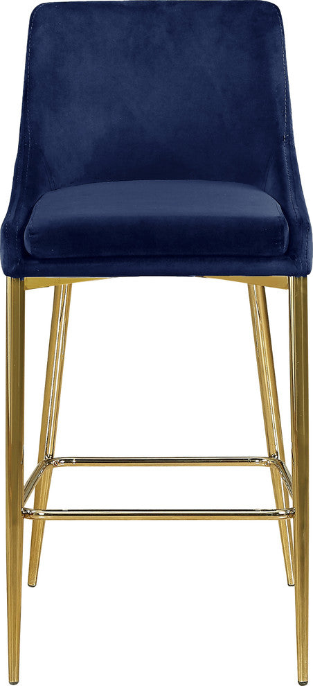 Karina Velvet Stool (Set of 2), Navy, Gold Base